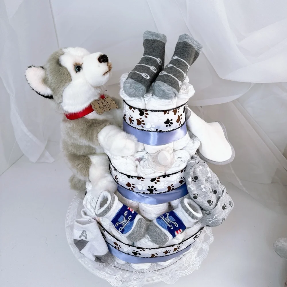 Puppy Diaper cake, Baby Shower gift